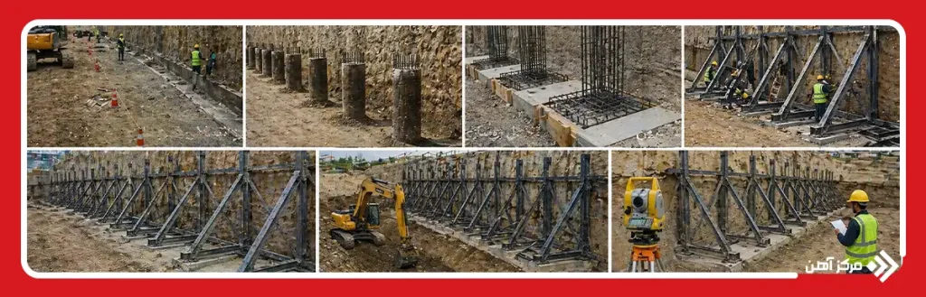 مراحل اجرای سازه نگهبان خرپایی