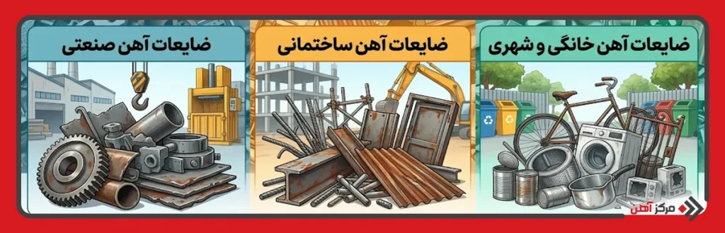 انواع ضایعات آهن بر اساس منبع تولید