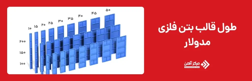 ابعاد قالب فلزی بتن مدولار