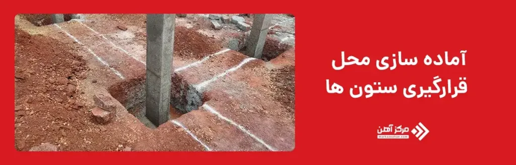 آماده سازی محل قرارگیری ستون ها
