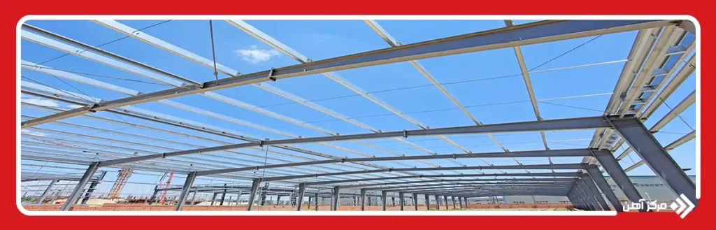 نمای کلی سازه فلزی و محل قرارگیری زد سوله