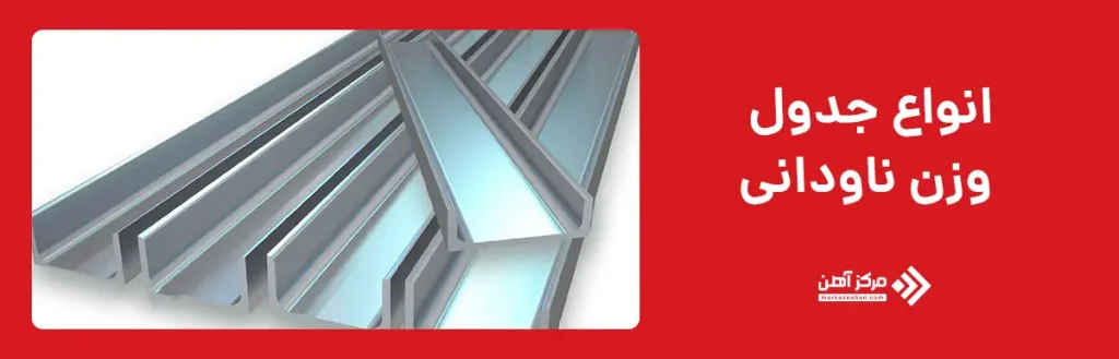 انواع جدول وزن ناودانی