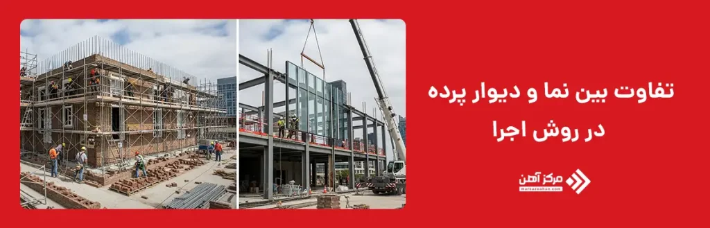 تفاوت بین نما و دیوار پرده در روش اجرا