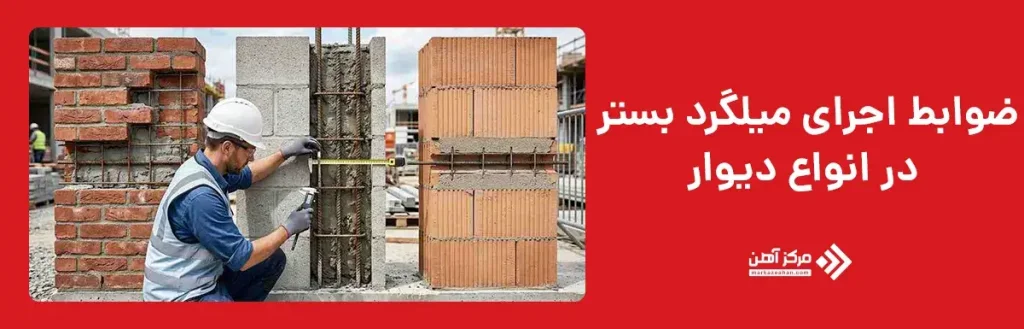 ضوابط اجرای میلگرد بستر در انواع دیوار