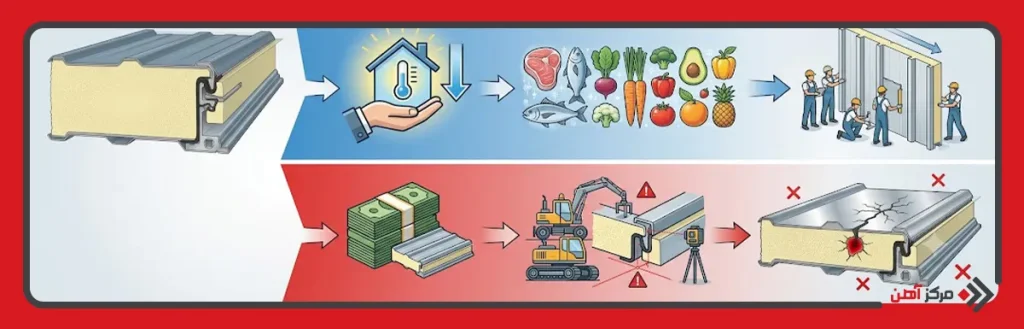 مزایا و معایب ساندویچ پانل سردخانه ای